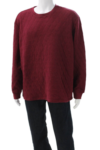 Club Room Mens Cotton Geometric Crew Neck Pullover Sweatshirt Red Size 2XL