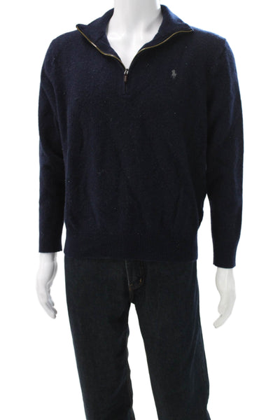 Polo Ralph Lauren Mens Pullover Sweater Mock Neck Blue Wool Size 2XL