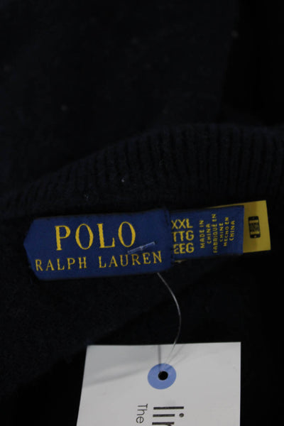 Polo Ralph Lauren Mens Pullover Sweater Mock Neck Blue Wool Size 2XL