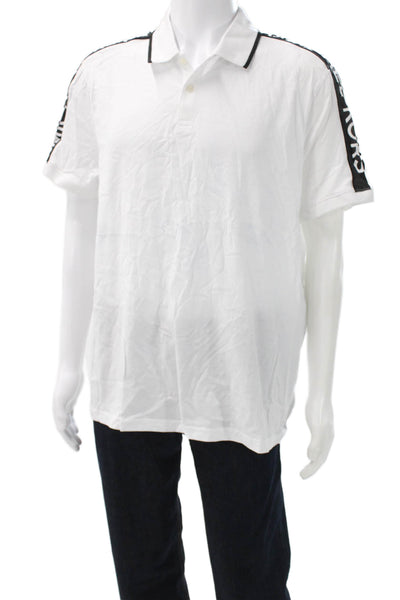 Michael Kors Men White Collared Cotton Short Sleeve T-Shirt Size XL
