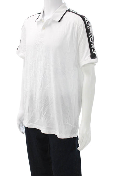 Michael Kors Men White Collared Cotton Short Sleeve T-Shirt Size XL