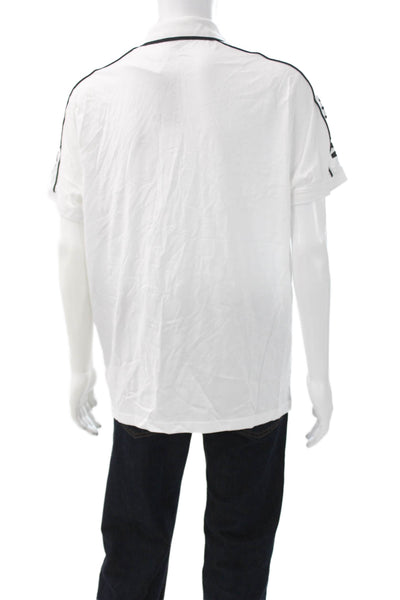 Michael Kors Men White Collared Cotton Short Sleeve T-Shirt Size XL
