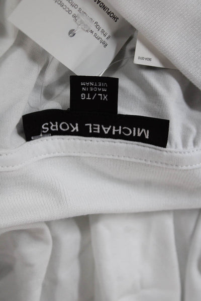 Michael Kors Men White Collared Cotton Short Sleeve T-Shirt Size XL