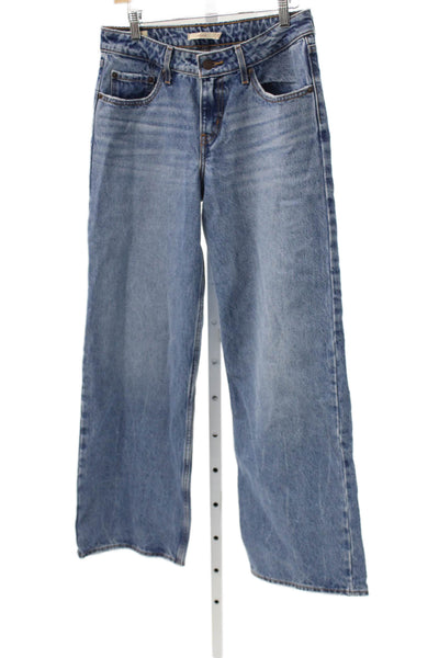 Levis Womens Wide-Leg Jeans High Waist Blue Button 100% Cotton Size 29