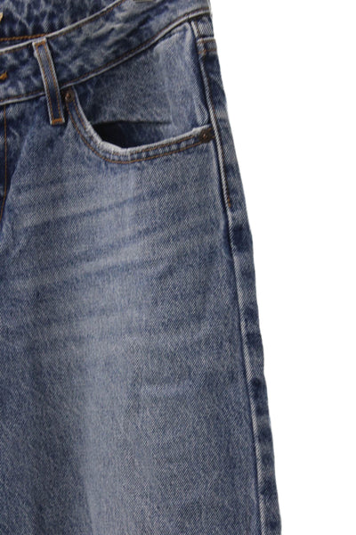 Levis Womens Wide-Leg Jeans High Waist Blue Button 100% Cotton Size 29