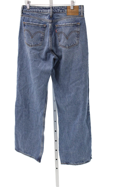 Levis Womens Wide-Leg Jeans High Waist Blue Button 100% Cotton Size 29