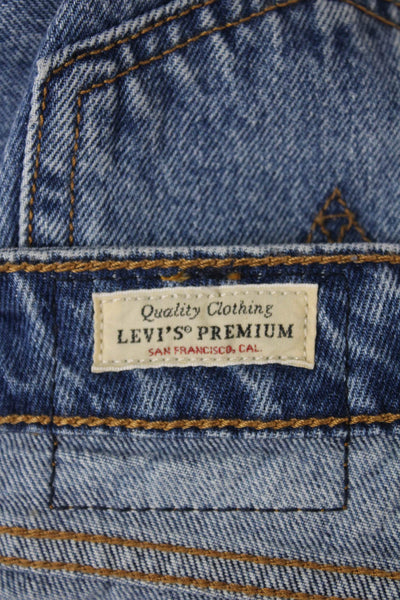 Levis Womens Wide-Leg Jeans High Waist Blue Button 100% Cotton Size 29