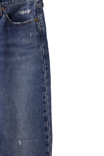 Levis Unisex Adults High Waist Straight Jeans Blue Cotton Button Size 28