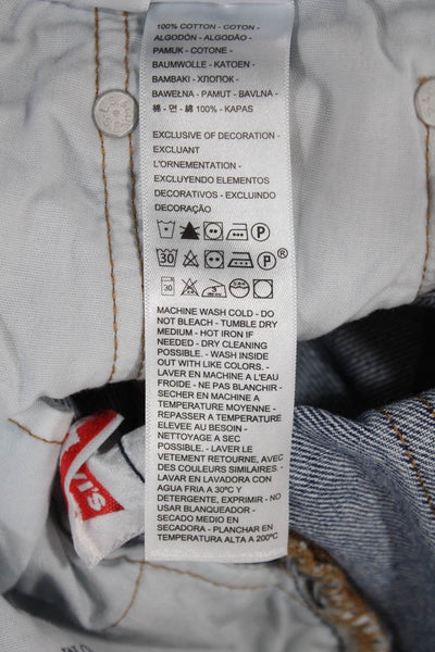 Levis Unisex Adults High Waist Straight Jeans Blue Cotton Button Size 28
