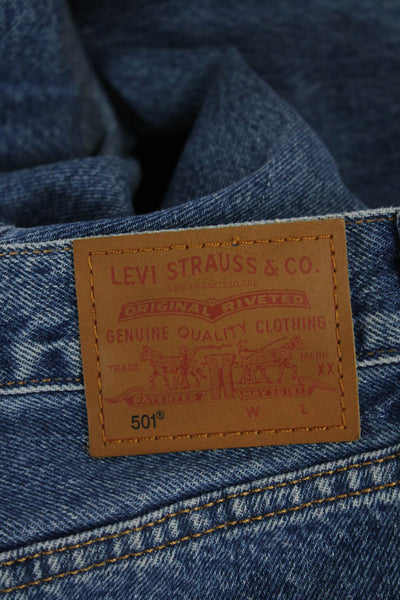 Levis Unisex Adults High Waist Straight Jeans Blue Cotton Button Size 28