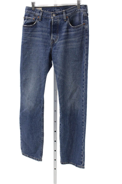 Levis Mens Straight Jeans Blue High Waist Cotton Button Size 28