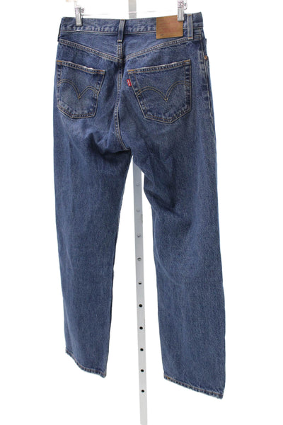 Levis Mens Straight Jeans Blue High Waist Cotton Button Size 28