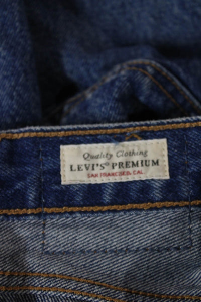 Levis Mens Straight Jeans Blue High Waist Cotton Button Size 28