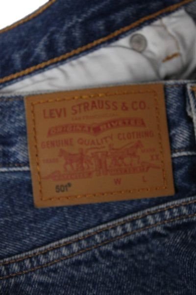 Levis Mens Straight Jeans Blue High Waist Cotton Button Size 28