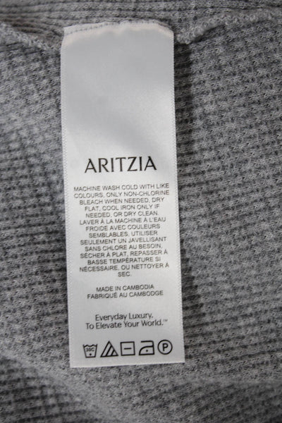 TNA Women Pullover Sweatshirt Collared Zip Waffle Knit Gray Long Sleeve Size L