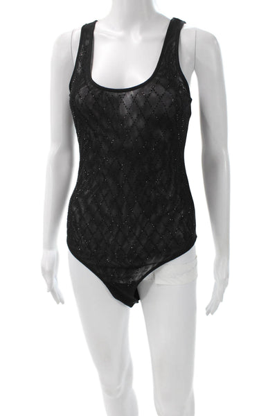 Generation Love Womens Sleeveless Scoop Neck Argyle One Piece Black Size M