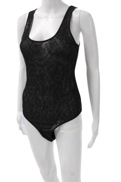 Generation Love Womens Sleeveless Scoop Neck Argyle One Piece Black Size M