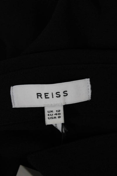 Reiss Women Collared Black Tunic Long Sleeve Button Polyester Size 8