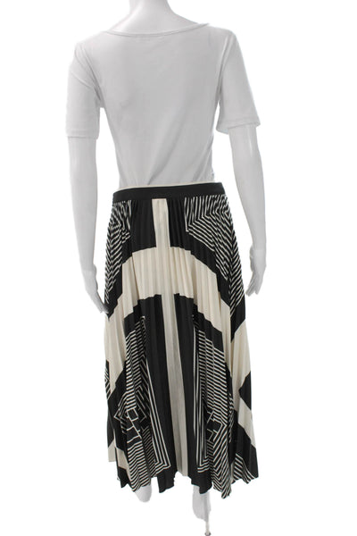 Reiss Women Black Pleated Long Skirt Geometric Polyester Size 8