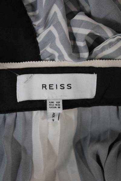 Reiss Women Black Pleated Long Skirt Geometric Polyester Size 8