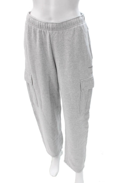 TNA Women Sweatpants Gray Fleece Drawstring Solid Size S