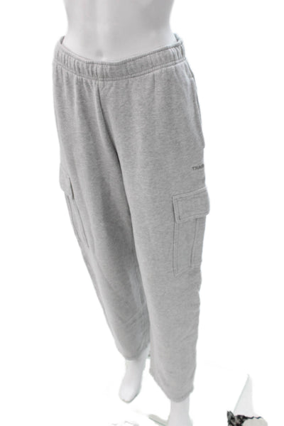 TNA Women Sweatpants Gray Fleece Drawstring Solid Size S