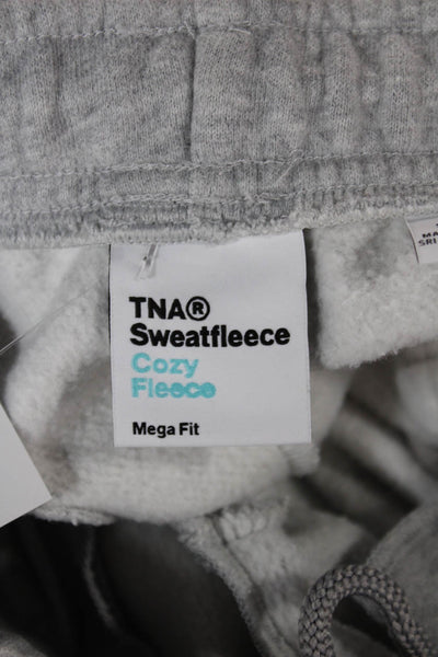 TNA Women Sweatpants Gray Fleece Drawstring Solid Size S