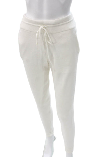 Zara Women Jogger Pants White Drawstring Polyester Blend Size S