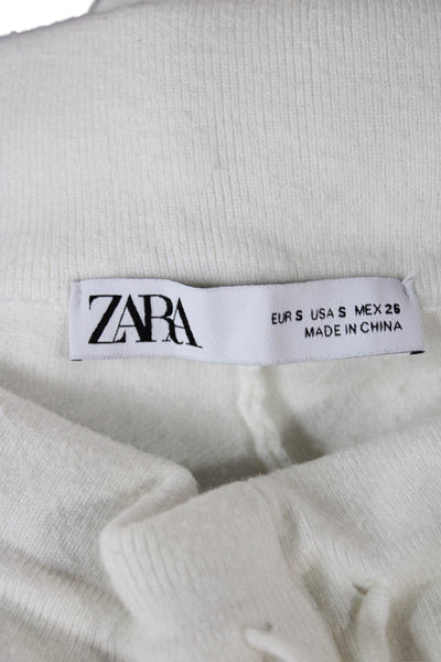 Zara Women Jogger Pants White Drawstring Polyester Blend Size S