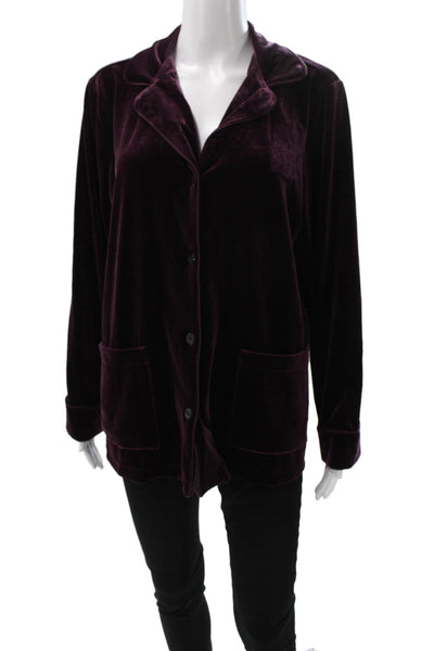 Lauren Ralph Lauren Women Basic Collared Button Up Long Sleeve Purple Size L
