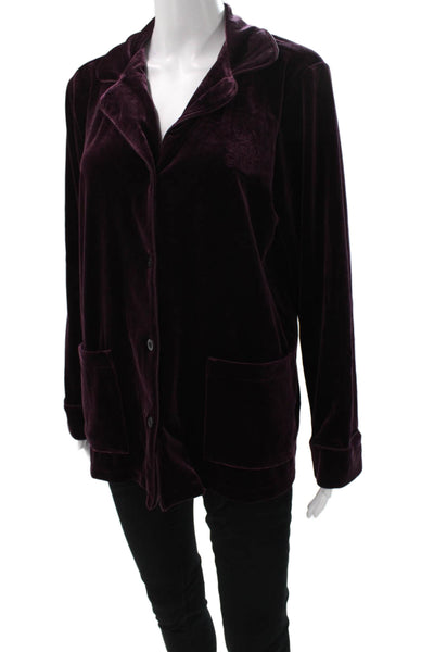 Lauren Ralph Lauren Women Basic Collared Button Up Long Sleeve Purple Size L