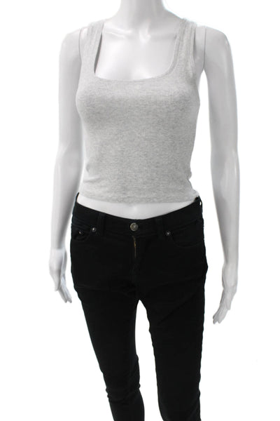 Skims Womens Basic Square Neck Sleeveless Tank Gray Cotton Pullover Size M