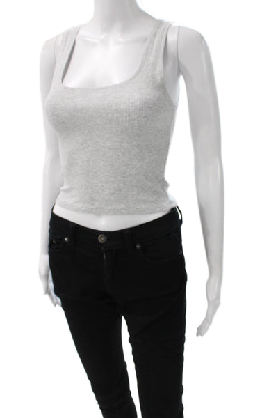 Skims Womens Basic Square Neck Sleeveless Tank Gray Cotton Pullover Size M