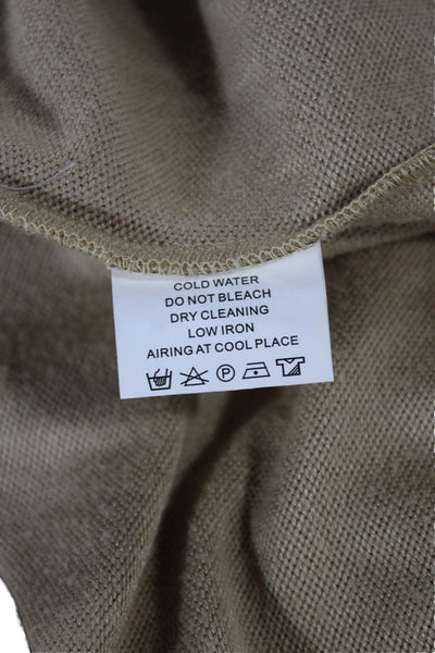 Muze Women Beige Wool Blend Collared Zip Pullover Sweatshirt Size XL