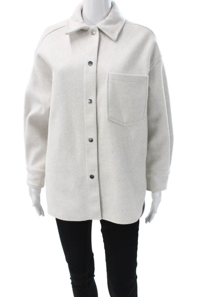 Zara Women Basic Jacket Beige Long Sleeve Button Polyester Fall Size XS