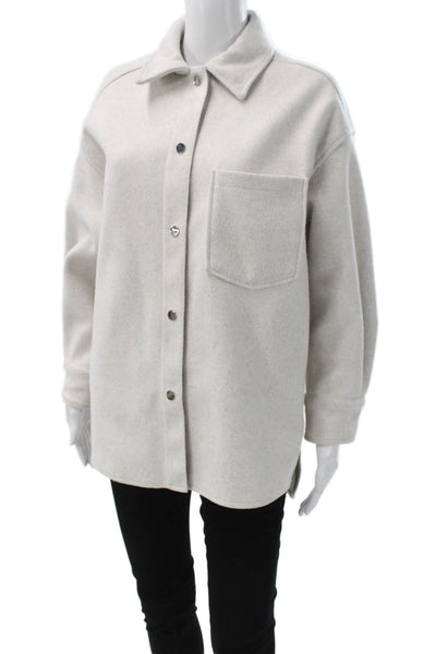 Zara Women Basic Jacket Beige Long Sleeve Button Polyester Fall Size XS