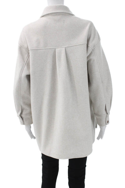 Zara Women Basic Jacket Beige Long Sleeve Button Polyester Fall Size XS