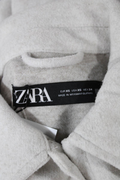 Zara Women Basic Jacket Beige Long Sleeve Button Polyester Fall Size XS