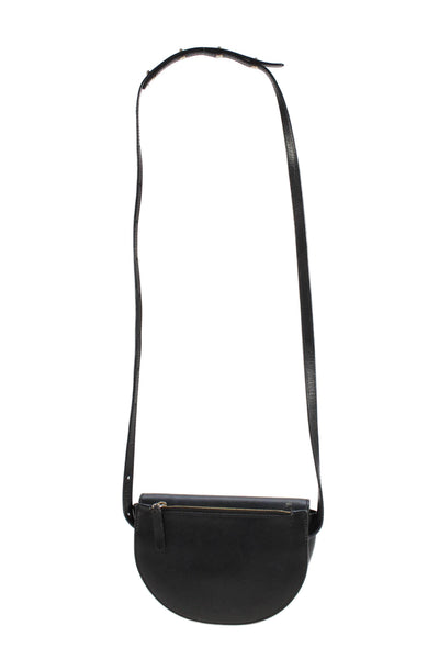 Wandler Womens Adjustable Strap Pushlock Flap Leather Shoulder Handbag Black