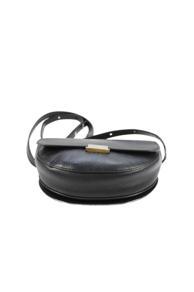 Wandler Womens Adjustable Strap Pushlock Flap Leather Shoulder Handbag Black