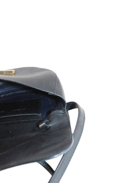 Wandler Womens Adjustable Strap Pushlock Flap Leather Shoulder Handbag Black
