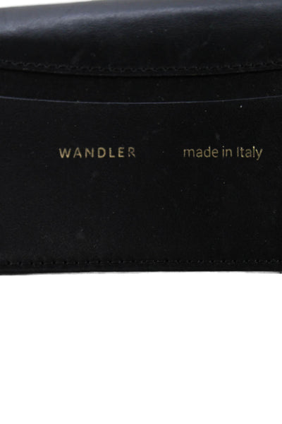 Wandler Womens Adjustable Strap Pushlock Flap Leather Shoulder Handbag Black