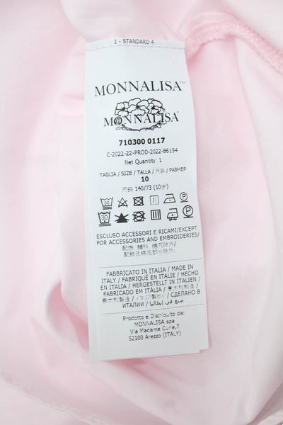 Monalisa Girls Button Front Ruffled Long Sleeve Shirt Pink Cotton Size 10