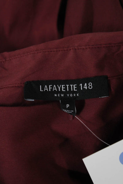 Lafayette 148 New York Women Red Collared Shirt Dress 3/4 Sleeve Size XS