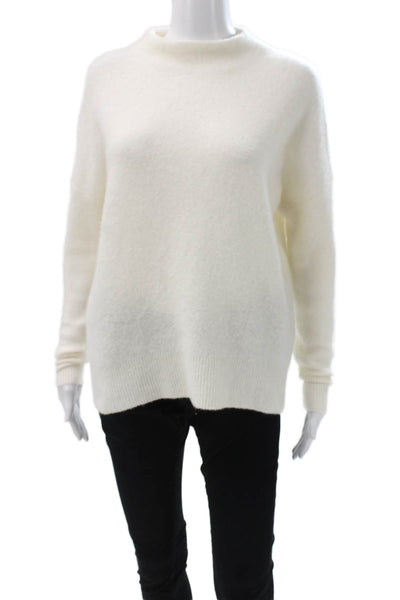 27 Miles Women Ivory Cashmere Blend Mock Neck Pullover Sweater Size S