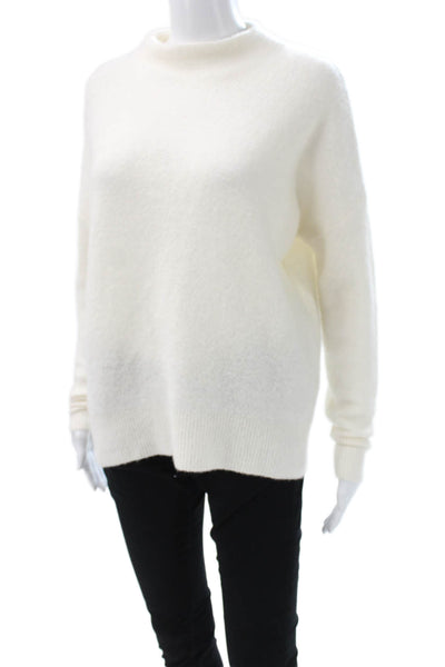 27 Miles Women Ivory Cashmere Blend Mock Neck Pullover Sweater Size S