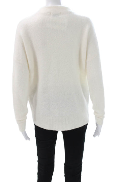 27 Miles Women Ivory Cashmere Blend Mock Neck Pullover Sweater Size S