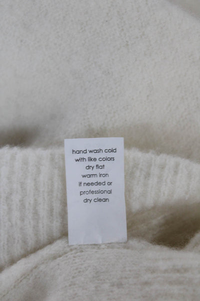 27 Miles Women Ivory Cashmere Blend Mock Neck Pullover Sweater Size S