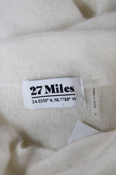 27 Miles Women Ivory Cashmere Blend Mock Neck Pullover Sweater Size S