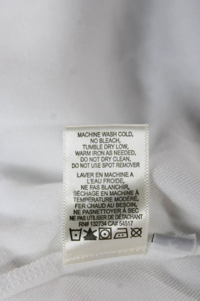 Bella Dahl Women V Neck Cotton Basic Blouse Short Sleeve White Size S